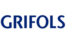 Logo of Grifols with blue text