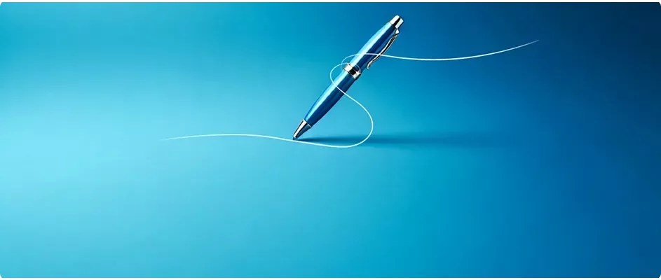 Blue pen with a blue gradient background